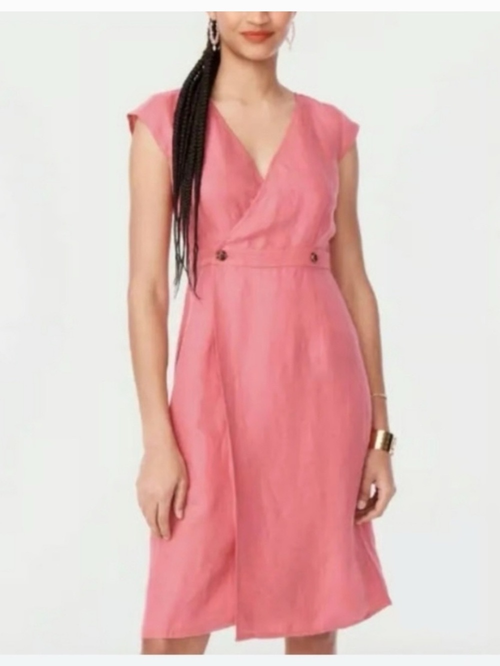 J. Crew Black Linen Blend Midi Wrap Dress